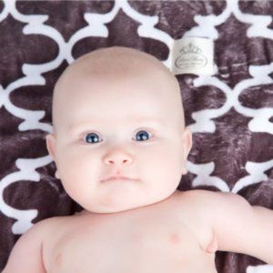 Plush Velboa Luxe Baby Blanket - Modern -Charcoal